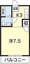 蔵本ハイツ 1Kの間取図画像