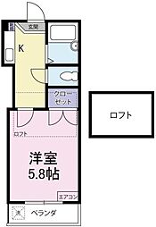 ブリリアントキューブ3 1Kの間取図画像