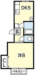 第二木村マンション 1DKの間取図画像