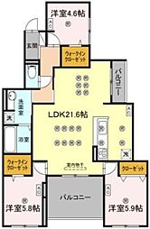 エグレットテラスII 3LDKの間取図画像