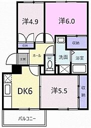 コーポラフォーレB 3DKの間取図画像