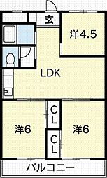 ミラベール林 3LDKの間取図画像