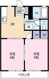 フレグランス蔵本 2DKの間取図画像