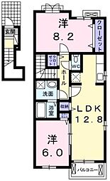 クラールプレディエD 2LDKの間取図画像