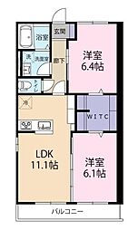 ベルティルミナス 2LDKの間取図画像