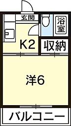 キャッスル85 1Kの間取図画像