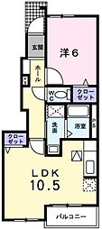 サニーサイドUP 1LDKの間取図画像