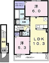 ミライエ沖浜2 2LDKの間取図画像