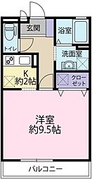 フローリッシュB 1Kの間取図画像