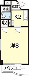 エルパラシオ2 1Kの間取図画像