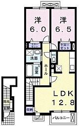 サンモリッツA 2LDKの間取図画像