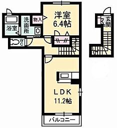 シャーメゾンヴィラC 1LDKの間取図画像