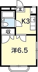 ルネ葵 1Kの間取図画像