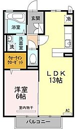 フレア内浜A 1LDKの間取図画像