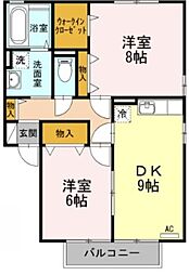 デュレボナールB 2DKの間取図画像
