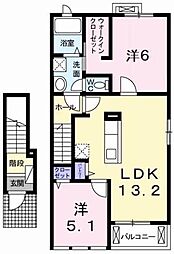 アクアアルテB 2LDKの間取図画像