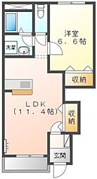 シャインヒルズ富岡 1LDKの間取図画像