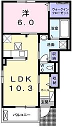 サザンスターA 1LDKの間取図画像