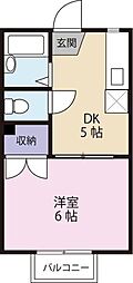 セジュールミマ 1DKの間取図画像