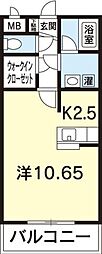キューブg蔵本 1Kの間取図画像