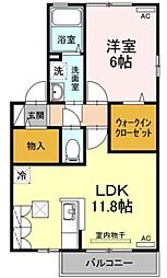 プレミールB 1LDKの間取図画像