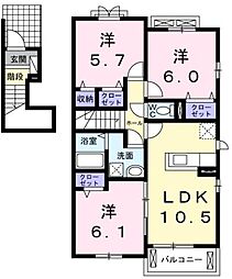 エスポワール1 3LDKの間取図画像