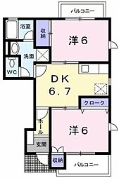 ハーブマンション武中 2DKの間取図画像