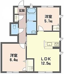 シャーメゾンボヌール 2LDKの間取図画像