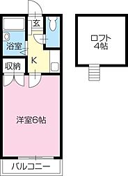 ロフトハウス城南 1Kの間取図画像