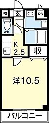 マリベールT-Sky 1Kの間取図画像