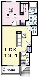 ルミナス名東2 1LDKの間取図画像