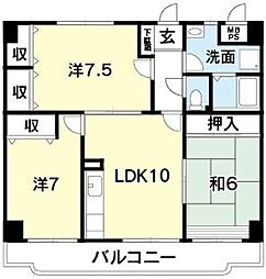 サンライズアベニュー 3LDKの間取図画像