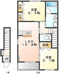 まゆ山壱番館 2LDKの間取図画像