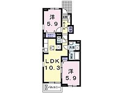 グランレジデンス国府B1 2LDKの間取図画像