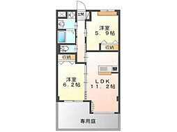 レーグル2番館 2LDKの間取図画像