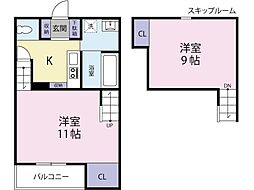 COCOCARAHOUSE南佐古B 1SKの間取図画像