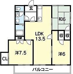 サンシャイン木村ハイツ 3LDKの間取図画像