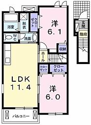 レアステーション2 2LDKの間取図画像