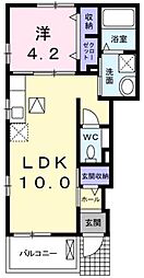 ラ・ドゥサー1 1LDKの間取図画像