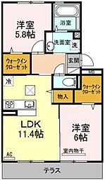 ヴェルドミール2 2LDKの間取図画像