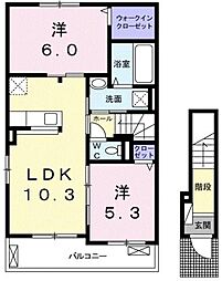 ディスティーノ 2LDKの間取図画像