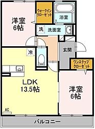 カルチェアスカ 2LDKの間取図画像
