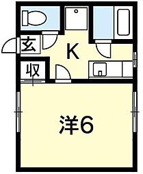 グリーンハイツ福島 1Kの間取図画像