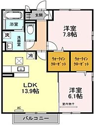 サンフラワーガーデンA 2LDKの間取図画像