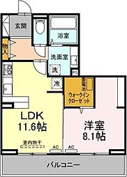 ヴェルチュ南庄町 1LDKの間取図画像