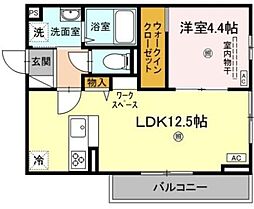 アンベリール 1LDKの間取図画像