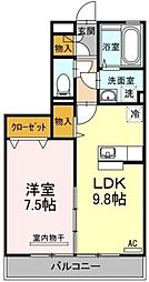 リバーパークA 1LDKの間取図画像