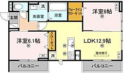 エムフルージュ 2LDKの間取図画像