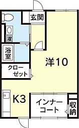 常三島館 1Kの間取図画像