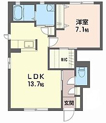 ヒルサイドコートB 1LDKの間取図画像